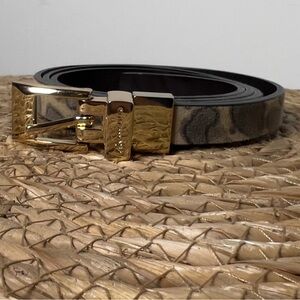 Anne Klein Skinny Leopard Cheetah Animal Print Brown Black Small Belt